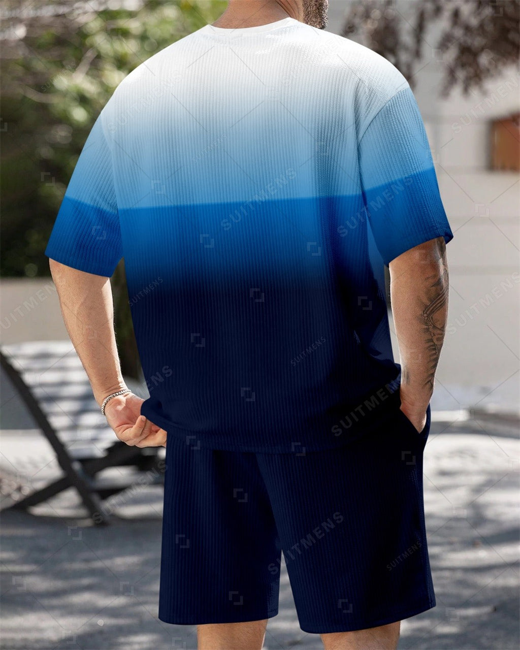 Men's Simple Color Matching Summer Round Neck Set 185