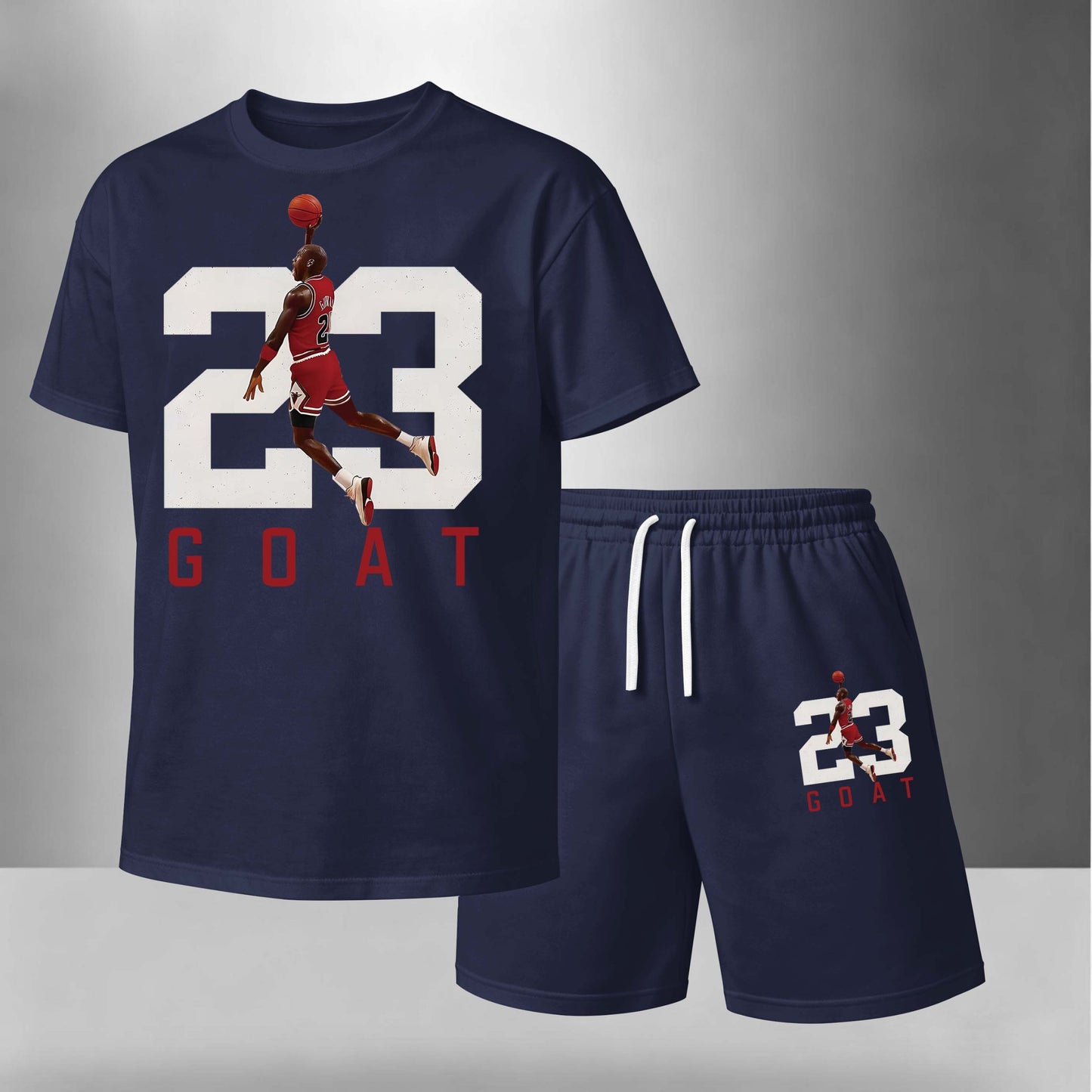 Men’s Summer 2 Piece Set, Basketball 23 Letter Print Short Sleeve T Shirt and Drawstring Shorts Matching Outfit, Lightweight Breathable Casual Set for Travel, Streetwear, Beach, Vacation, and Daily Wear