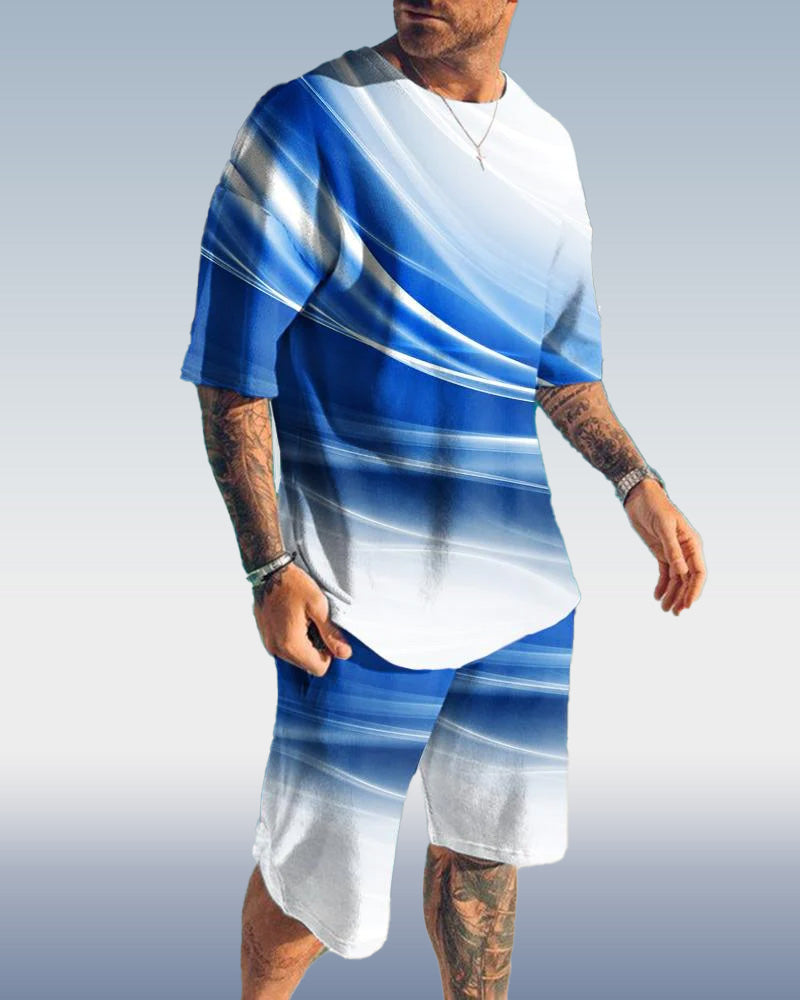 Suitmens Men's Ombre Print Shorts Set 060