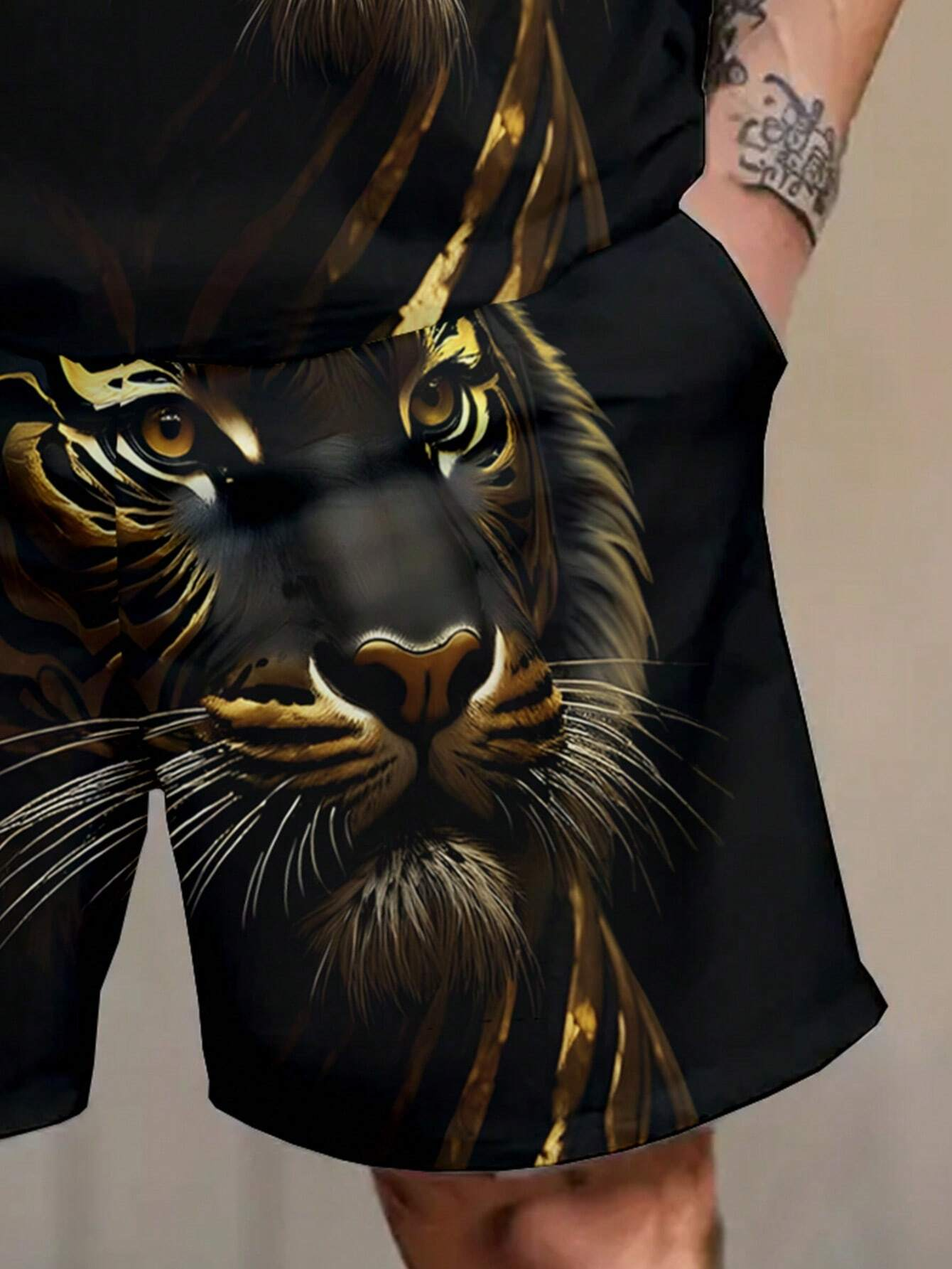 Men's Tiger Printed Casual Shorts Set 413