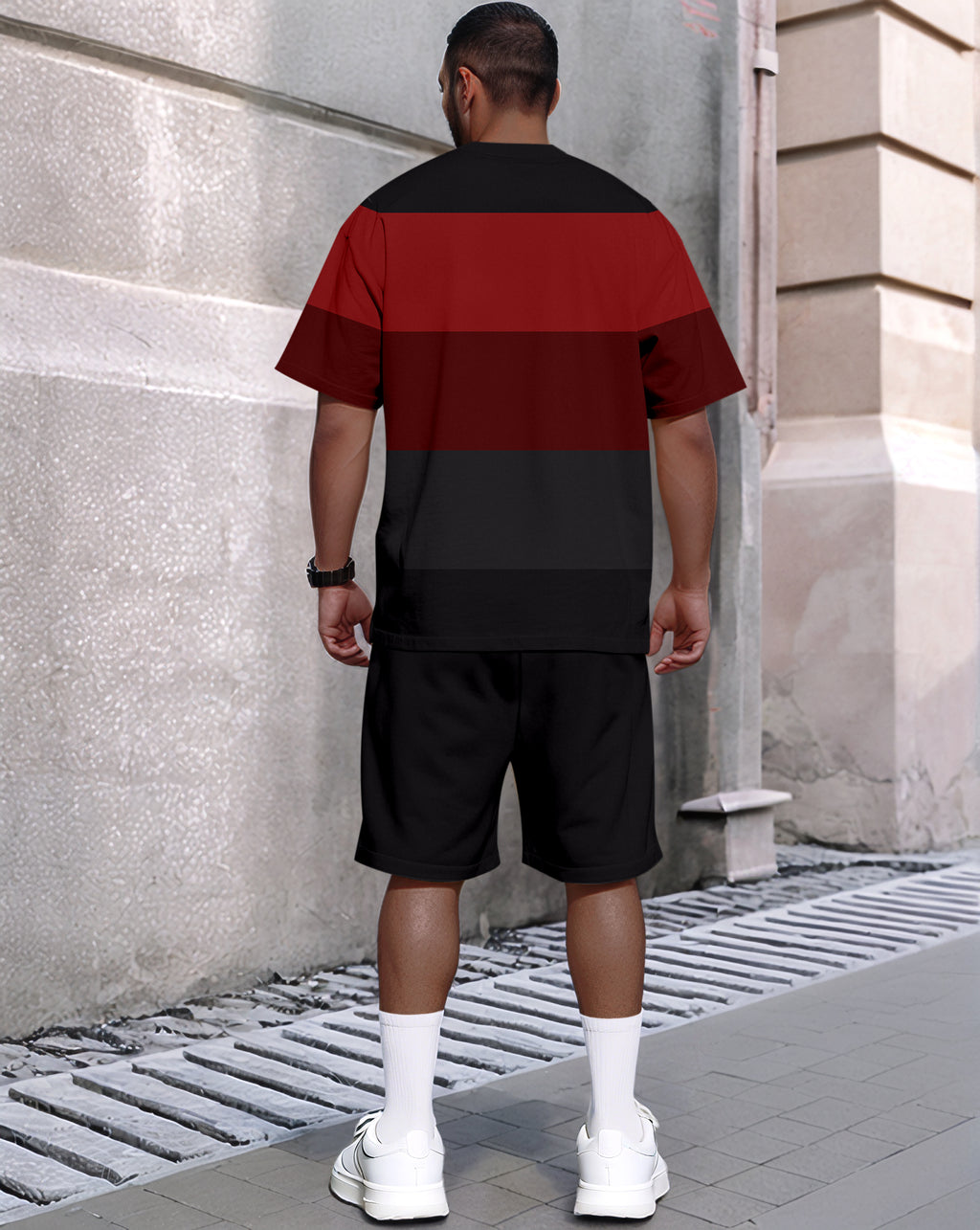 Men's Summer Color Matching Round Neck Set 610