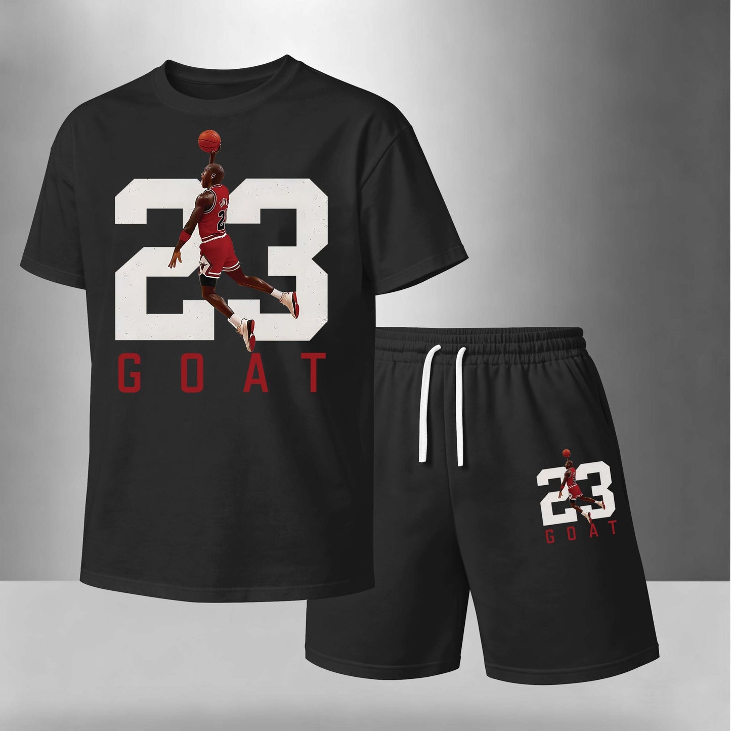 Men’s Summer 2 Piece Set, Basketball 23 Letter Print Short Sleeve T Shirt and Drawstring Shorts Matching Outfit, Lightweight Breathable Casual Set for Travel, Streetwear, Beach, Vacation, and Daily Wear