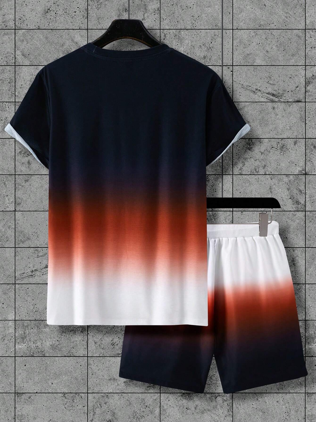Men's Color Matching Casual Shorts Set 415
