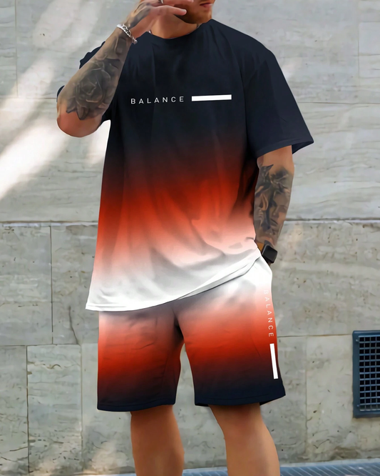 Men's Color Matching Casual Shorts Set 415