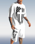 Suitmens Men's Flag Print Shorts Set 116