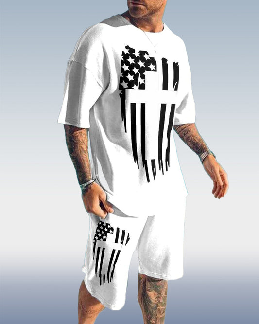 Suitmens Men's Flag Print Shorts Set 116