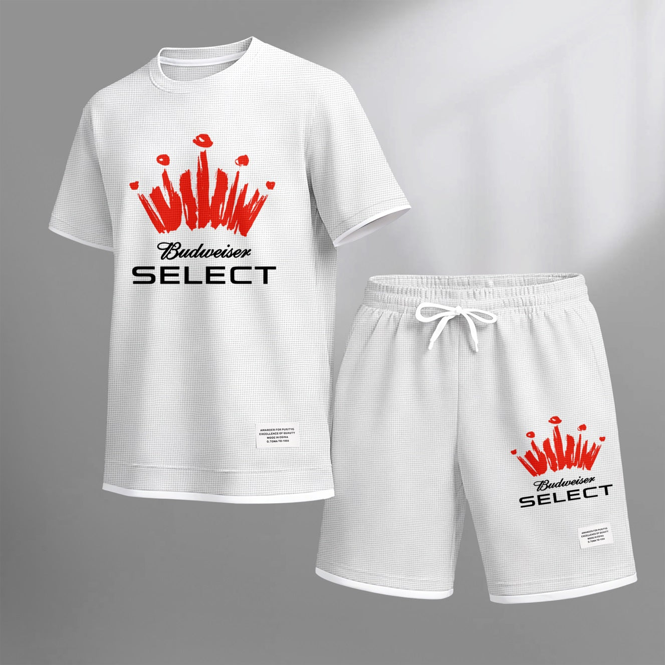 Men's Mexican Vacation Beer Print Waffle Fabric Short-Sleeved Shirt And Shorts Set