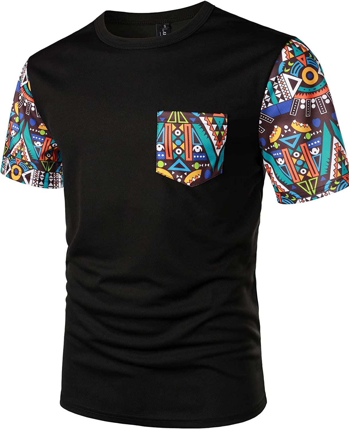 Men's Printed Colorblock T-Shirt and Shorts Set 012