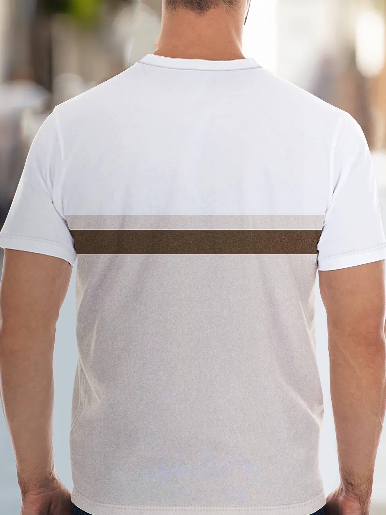 Men's Summer Color Matching Print Round Neck Set 929