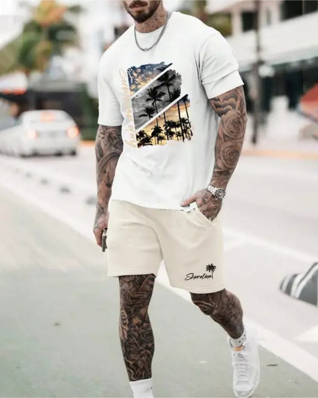 Men's Summer Vacation Round Neck Set 204