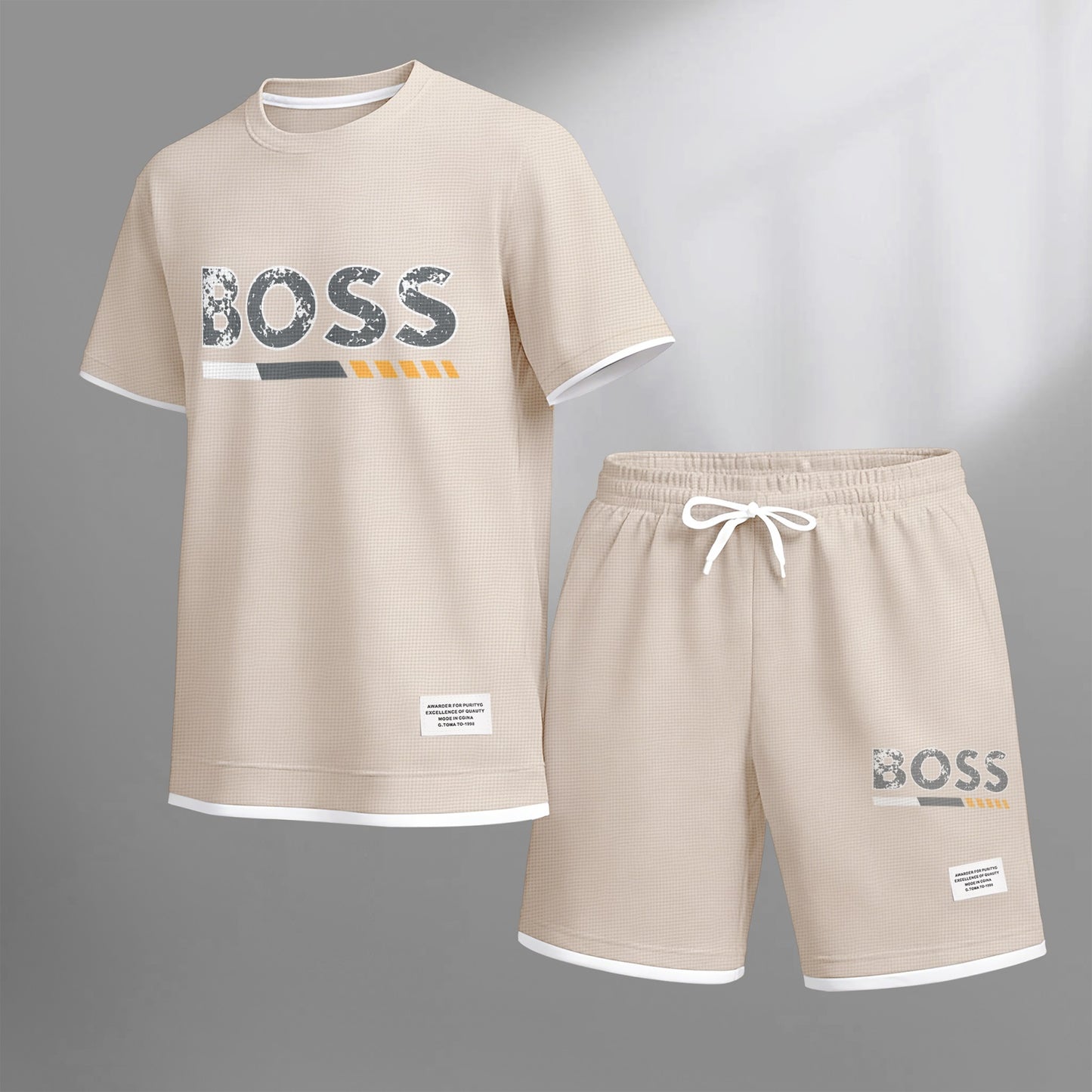 Men's Luxury Waffle-Knit Short-Sleeve Shirt & Shorts Set 13