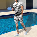 Suitmens Men's Printed Round Neck Short Sleeve Suit 21