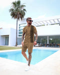 Men's Casual Colorblock Print Shorts Set 56