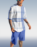Suitmens Men's Luxury Textured Print Shorts Set 570