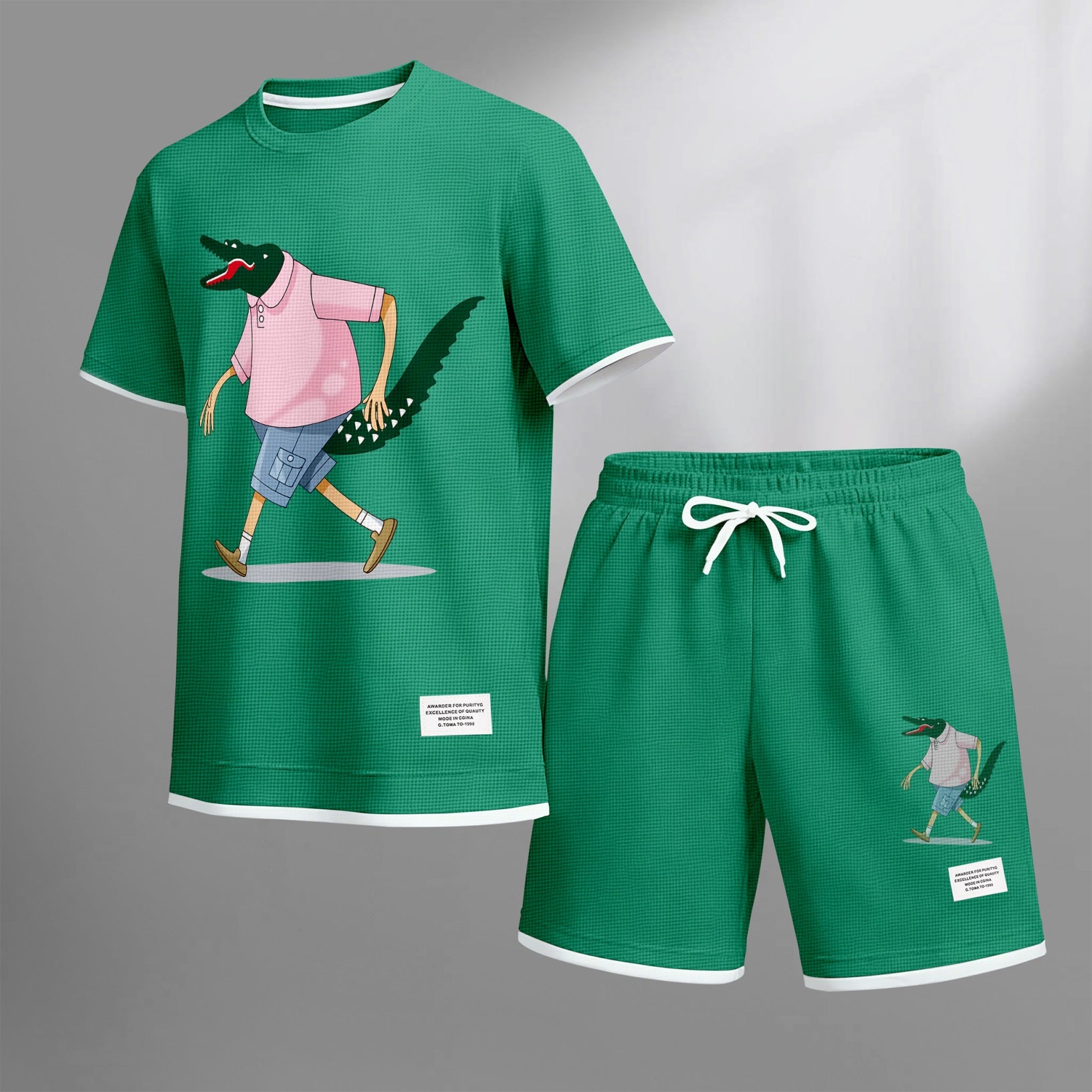 Men's Luxury Waffle-Knit Short-Sleeve Shirt & Shorts Set 16