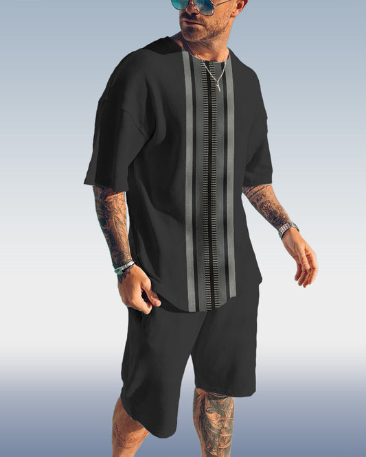 Suitmens Men's Vertical Stripe Print Set 045