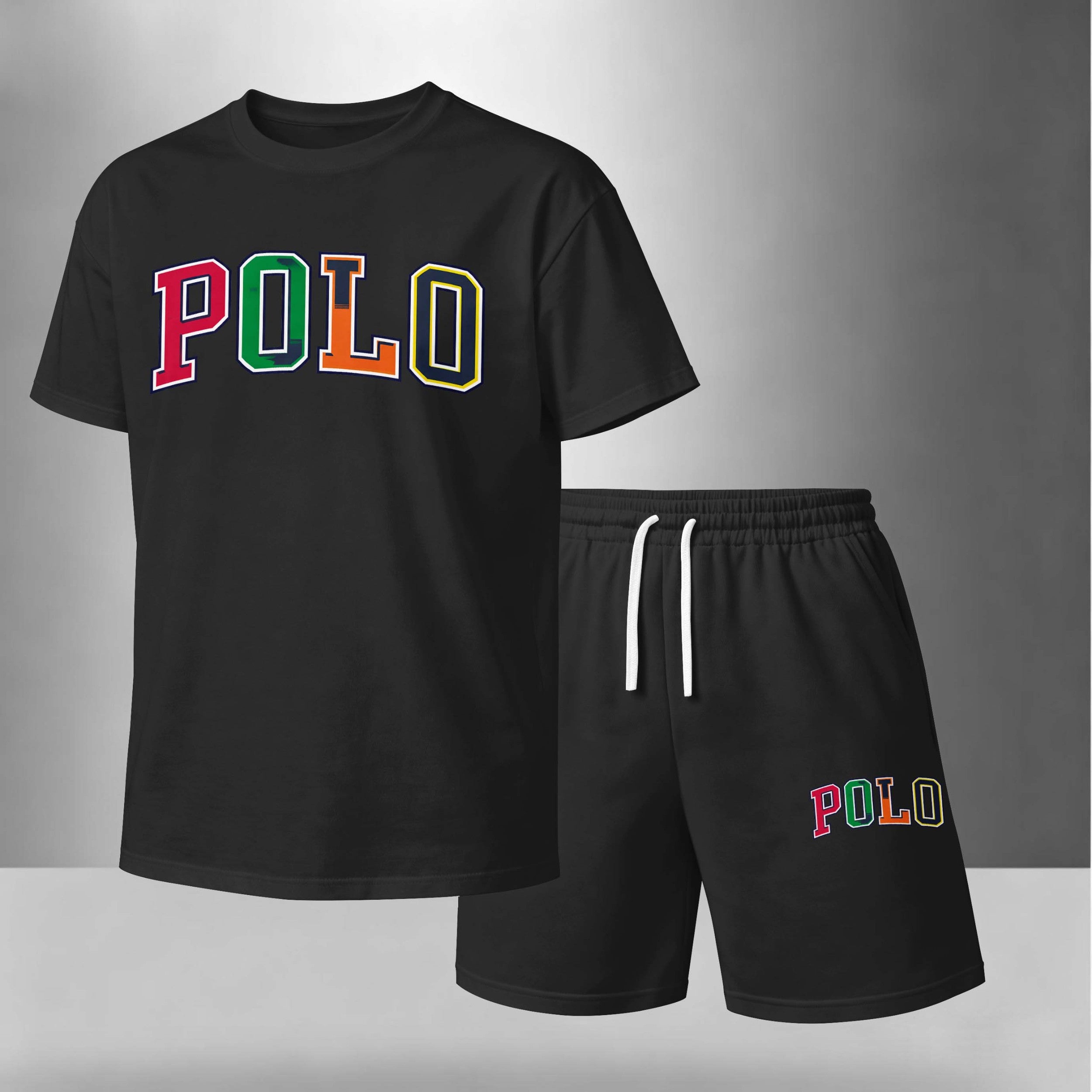 Men’s Summer 2 Piece Set, Letter Print Short Sleeve T Shirt and Drawstring Shorts Matching Outfit, Lightweight Breathable Casual Set for Travel, Streetwear, Beach, Vacation, and Daily Wear