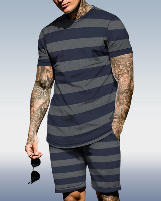 Men's spring and summer striped printed suit 020
