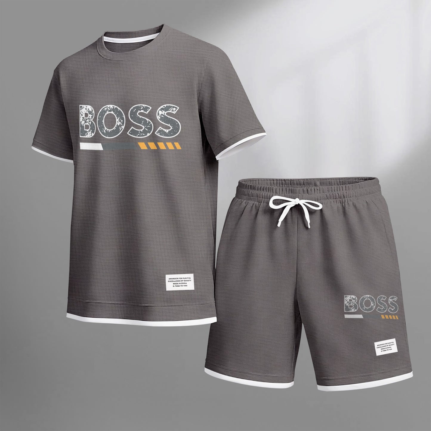 Men's Luxury Waffle-Knit Short-Sleeve Shirt & Shorts Set 13