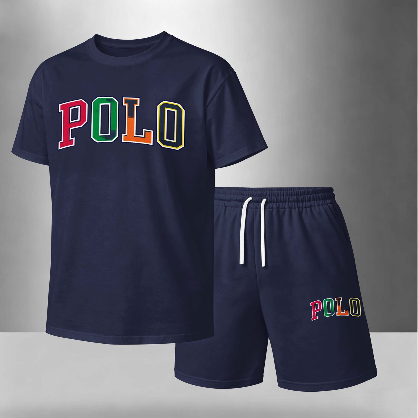 Men’s Summer 2 Piece Set, Letter Print Short Sleeve T Shirt and Drawstring Shorts Matching Outfit, Lightweight Breathable Casual Set for Travel, Streetwear, Beach, Vacation, and Daily Wear