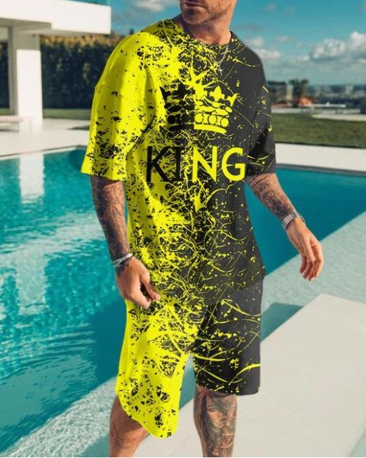 Suitmens Men's Tie Dye Print Shorts Suit