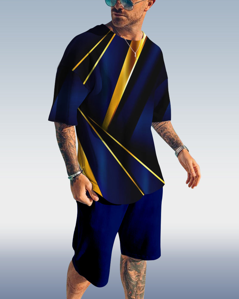 Men's Paisley Print Shorts Set 447