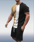 Men's plaid printed shorts Set 435