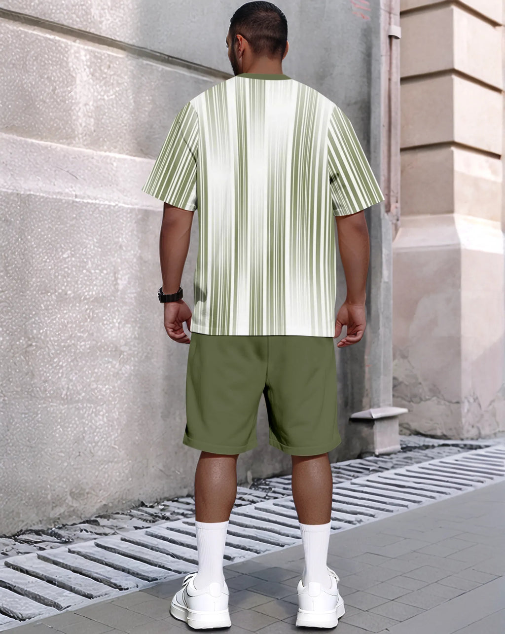 Men's Summer Colorblock Printed Round Neck Set 291