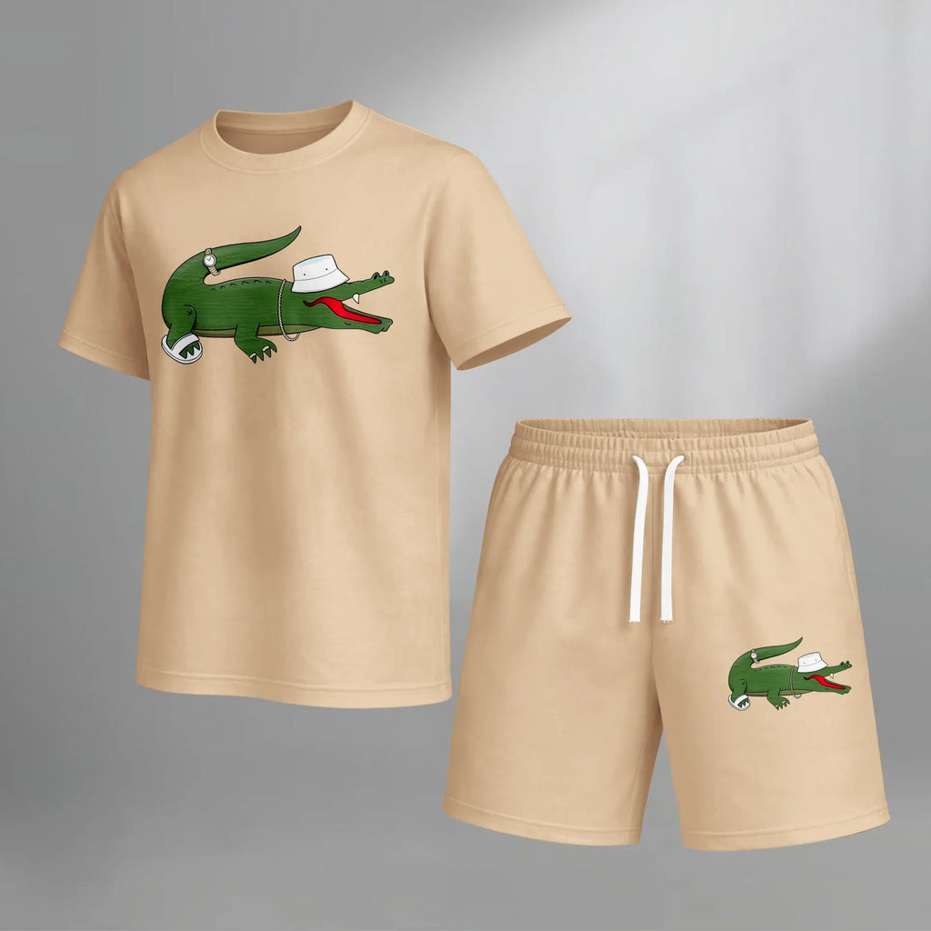 Men’s Casual Short Sleeve T Shirt and Shorts Set, Summer 2 Piece Outfit, Soft Breathable Matching Set with Drawstring Shorts for Beach, Outdoor Activities, Travel, Workout, and Everyday Style