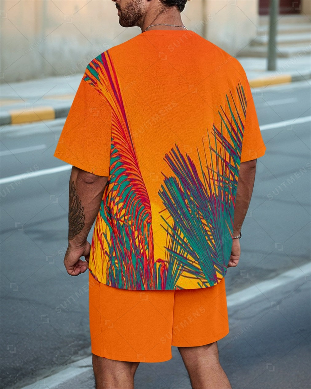 Men's Colorblock Casual Summer Round Neck Set 0112