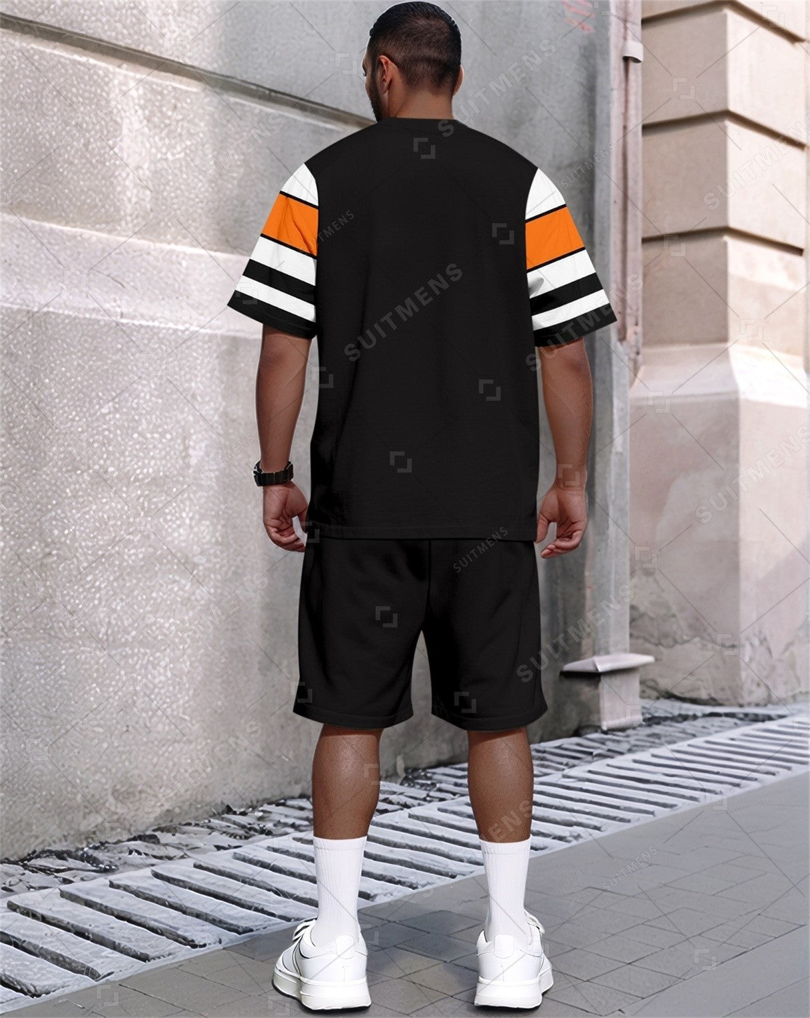 Men's Summer Gradient Print Round Neck Set 369