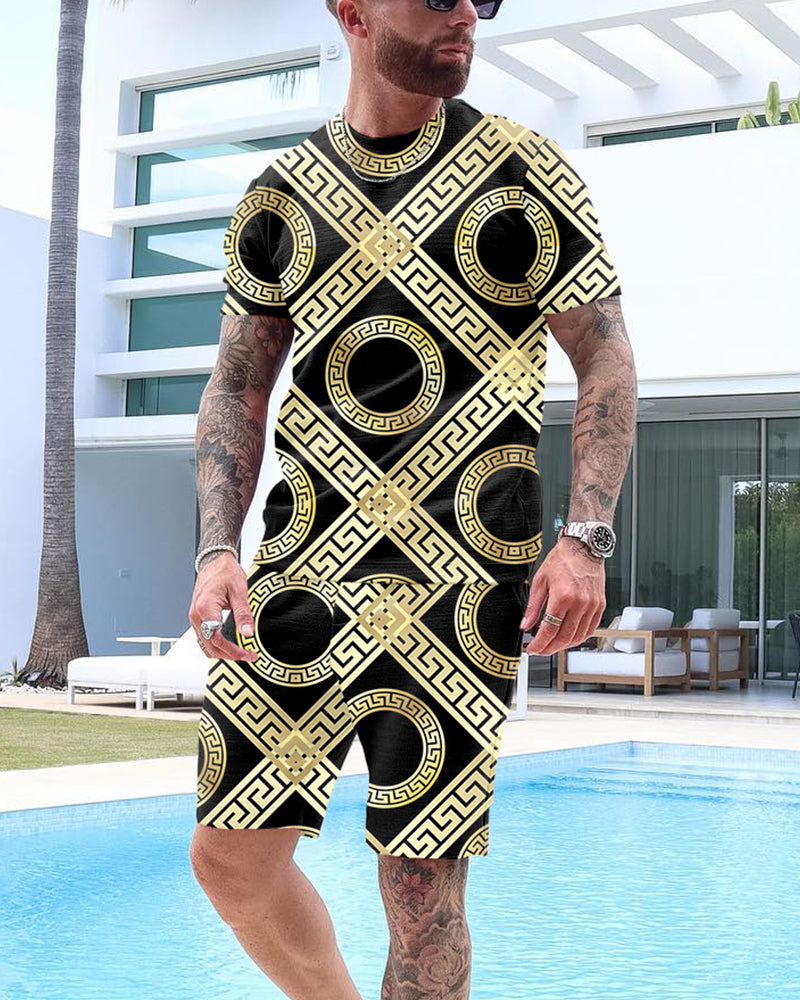 Men's Fashion Print Shorts Set 39