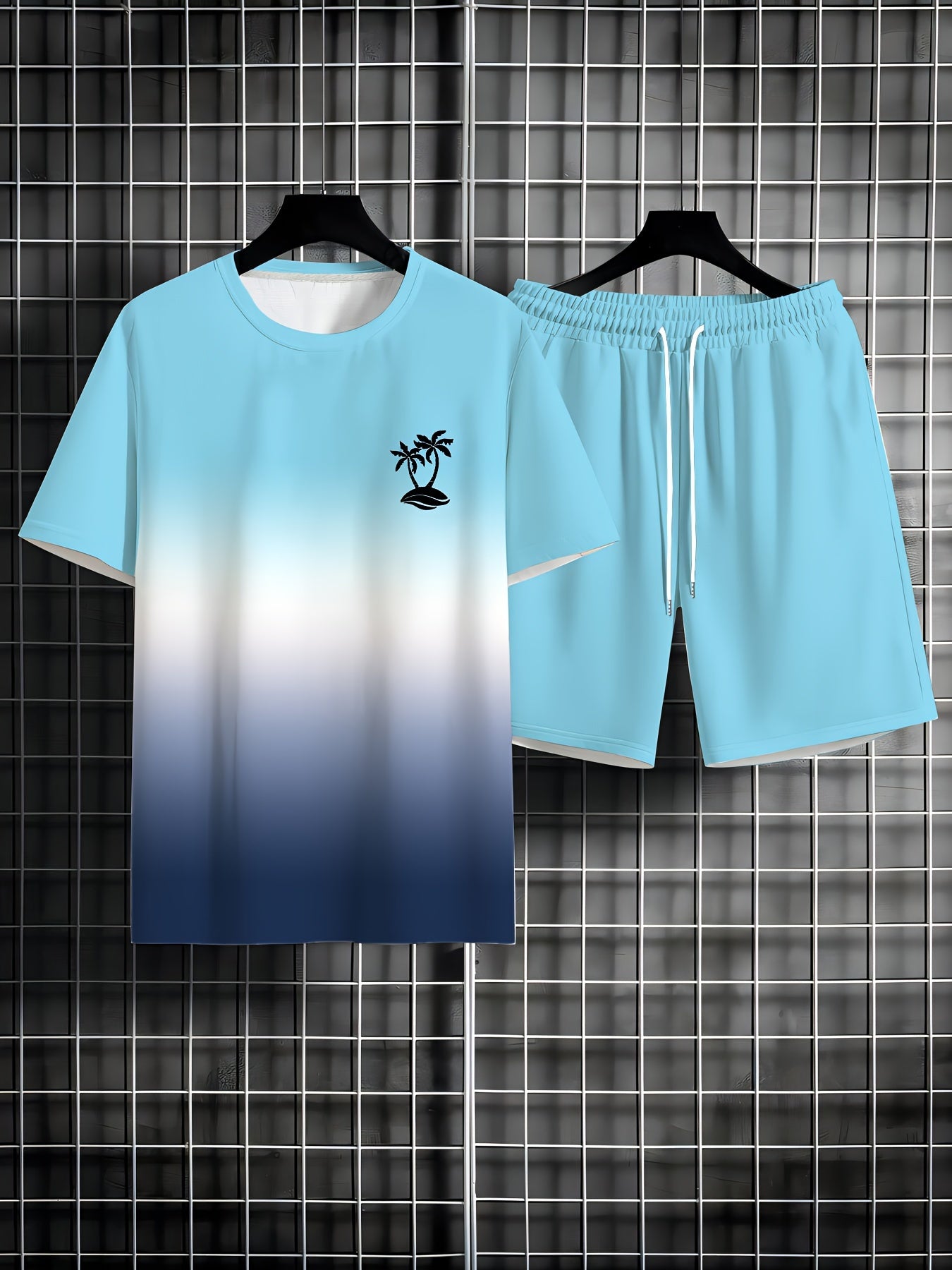 Men's Summer Vacation Round Neck Set 198
