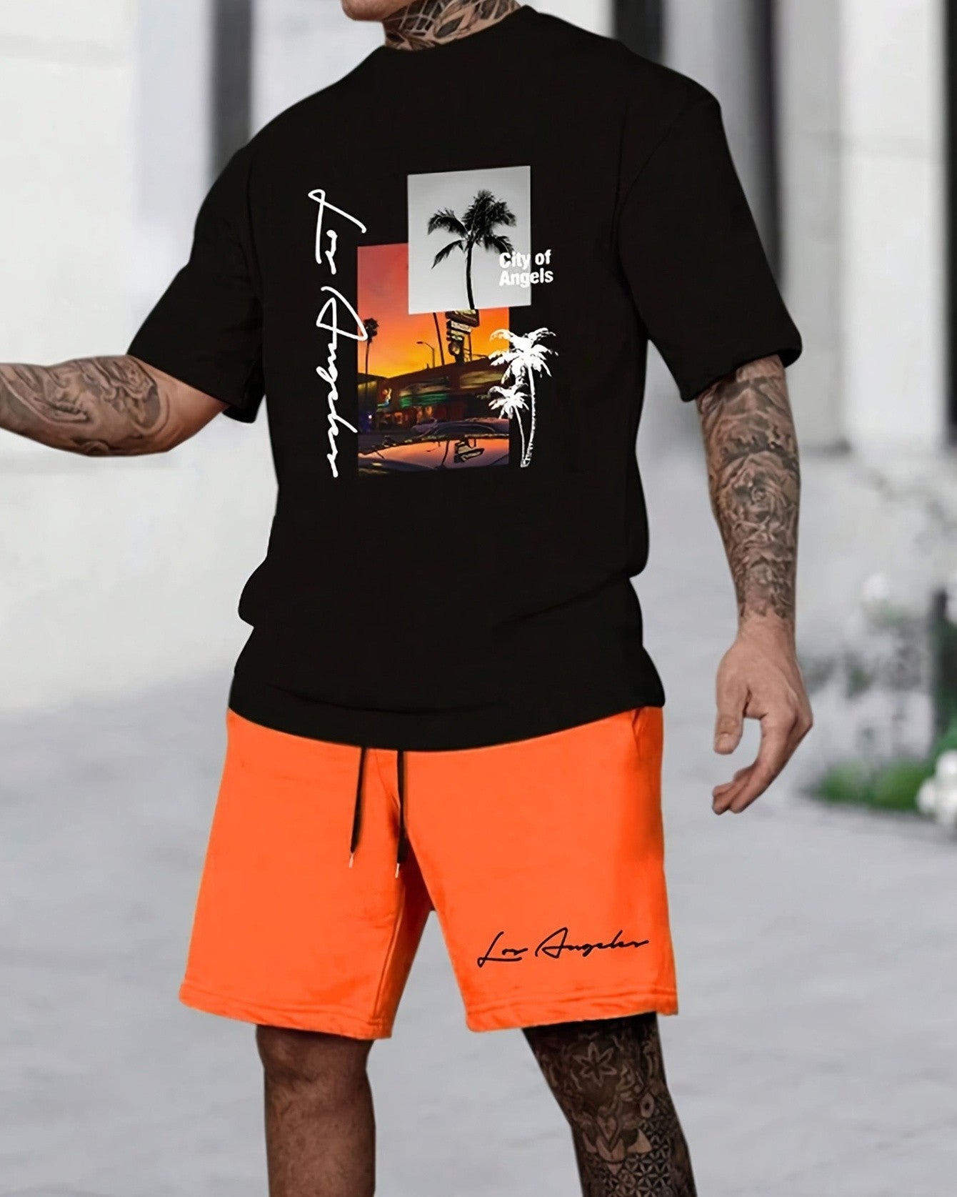 Men's Summer Vacation Round Neck Set 205