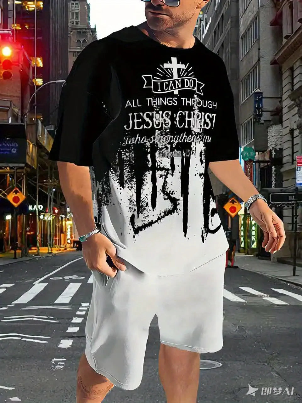 Men's Gradient Summer Round Neck Set 116