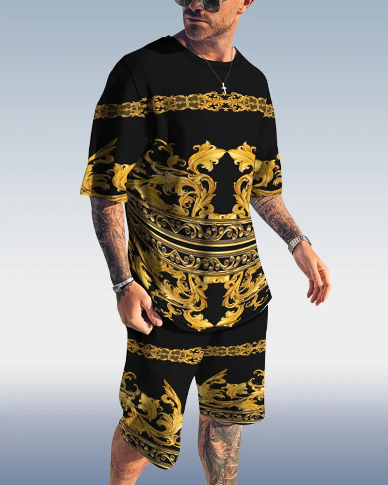 Men's spring and summer print suit 060
