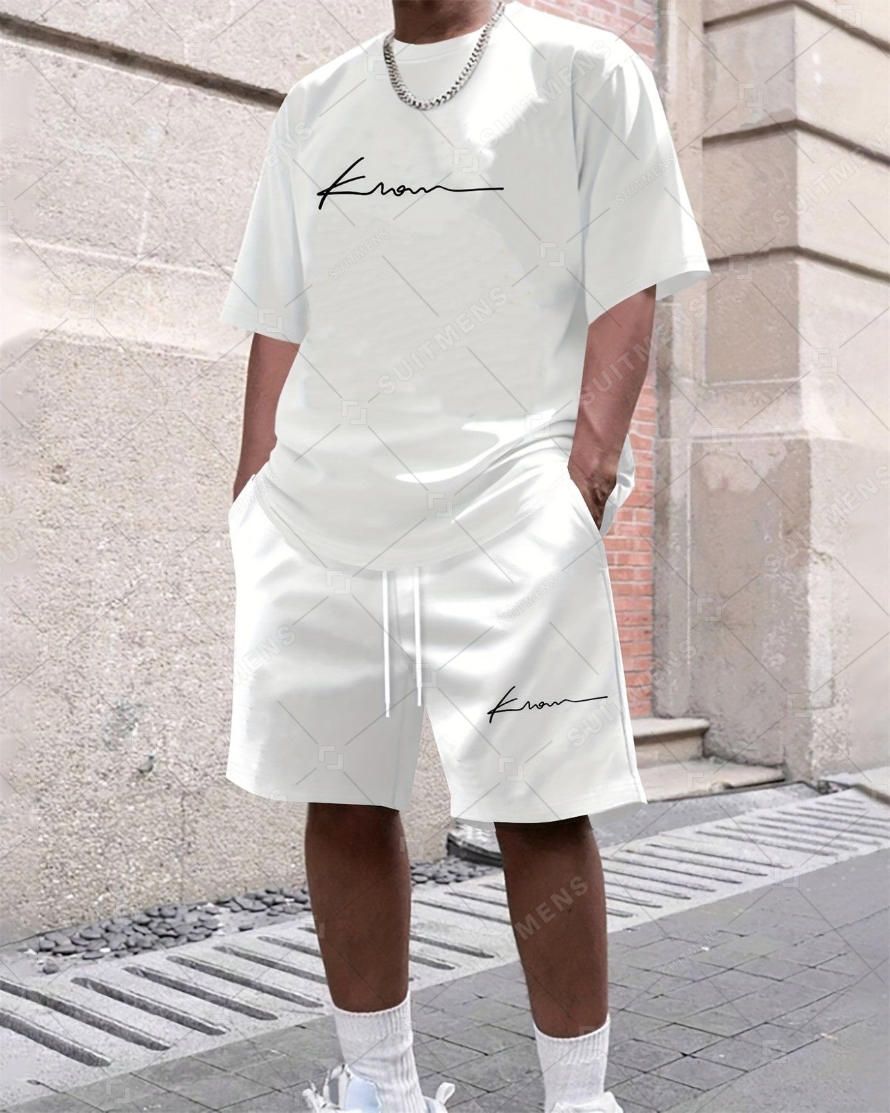 Men's Summer Simple Printed Round Neck Set 257