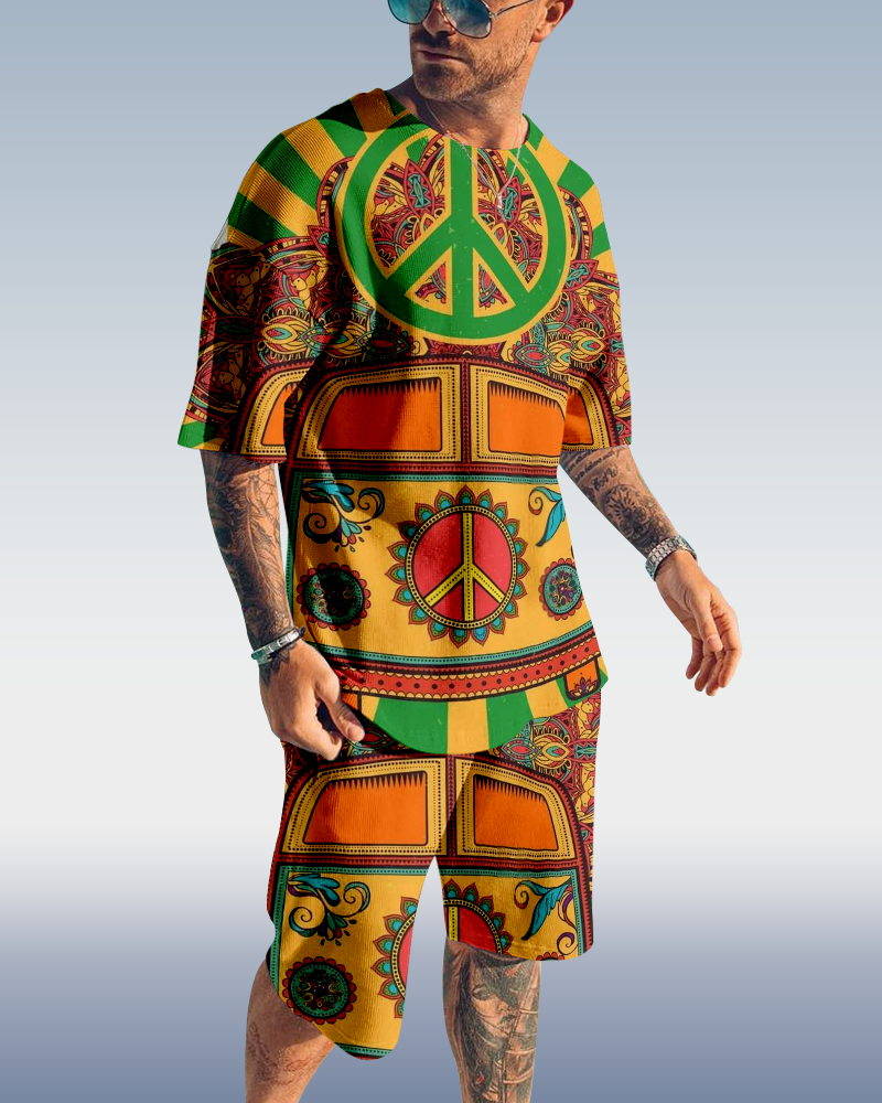 Men's Hippie Printed Shorts Set 439