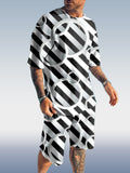 Suitmens Men's Colorblock Print Shorts Set 347
