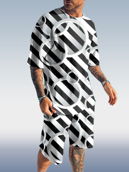 Suitmens Men's Colorblock Print Shorts Set 347