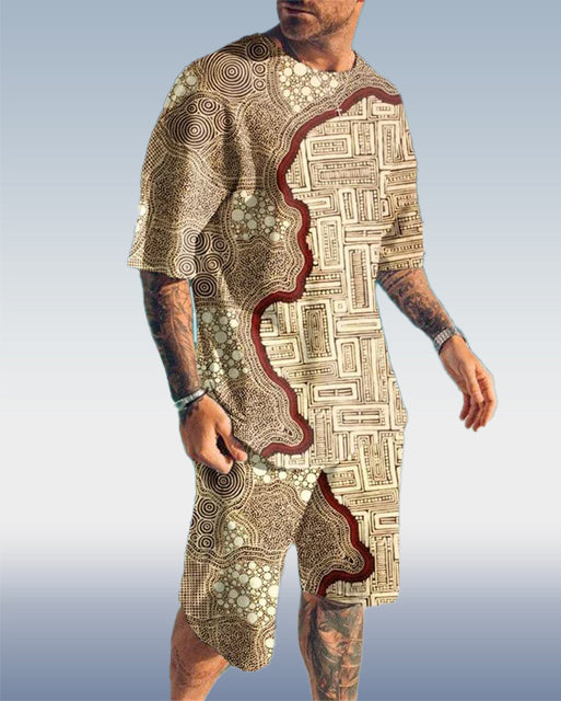 Suitmens Men's Vintage Print Shorts Set 370