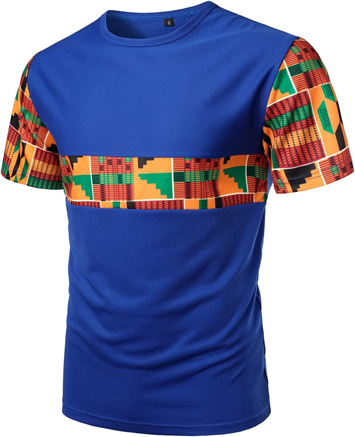 Men's Printed Colorblock T-Shirt and Shorts Set 027