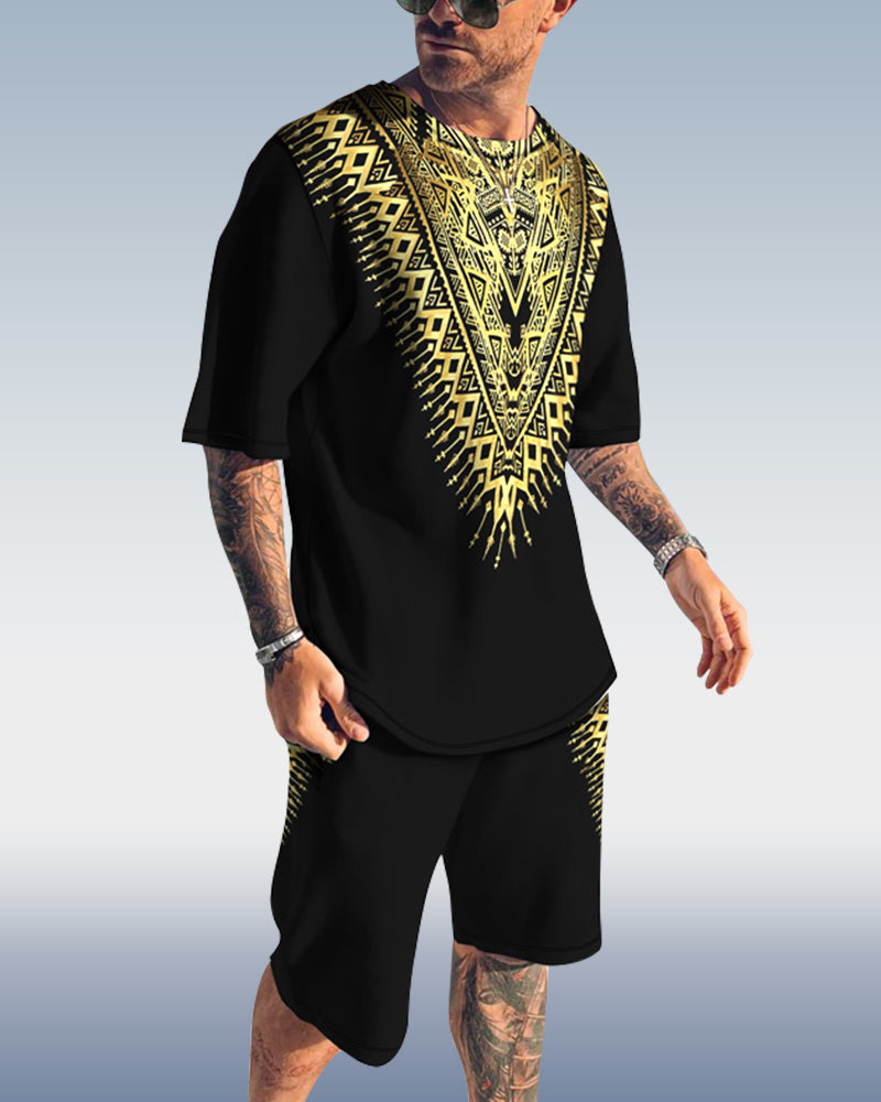 Men's spring and summer printed suit 008