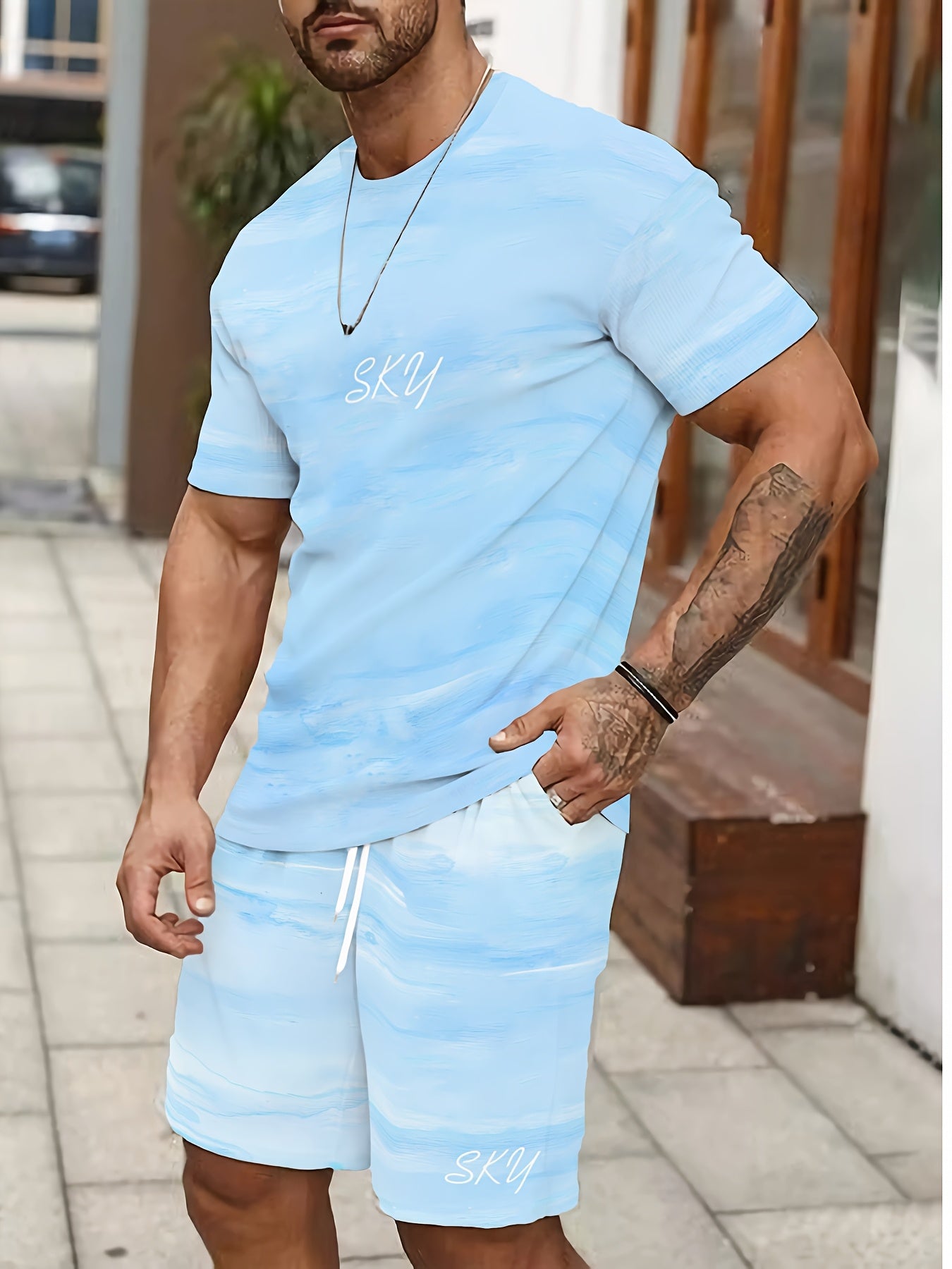 Men's Holiday Summer Round Neck Set 126