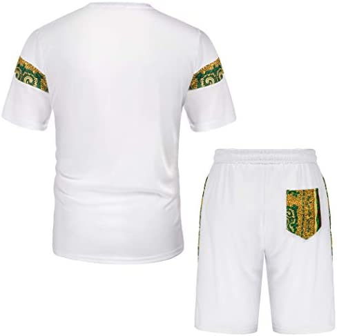 Men's Printed Colorblock T-Shirt and Shorts Set 033