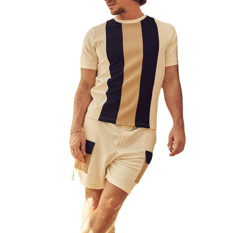 Men's plaid printed shorts Set 435
