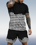 Men's Spring Summer Houndstooth Print Suit 015