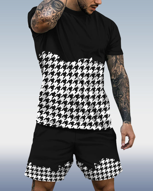Men's Spring Summer Houndstooth Print Suit 015