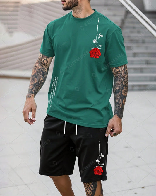Men's Color Matching Casual Shorts Set 416