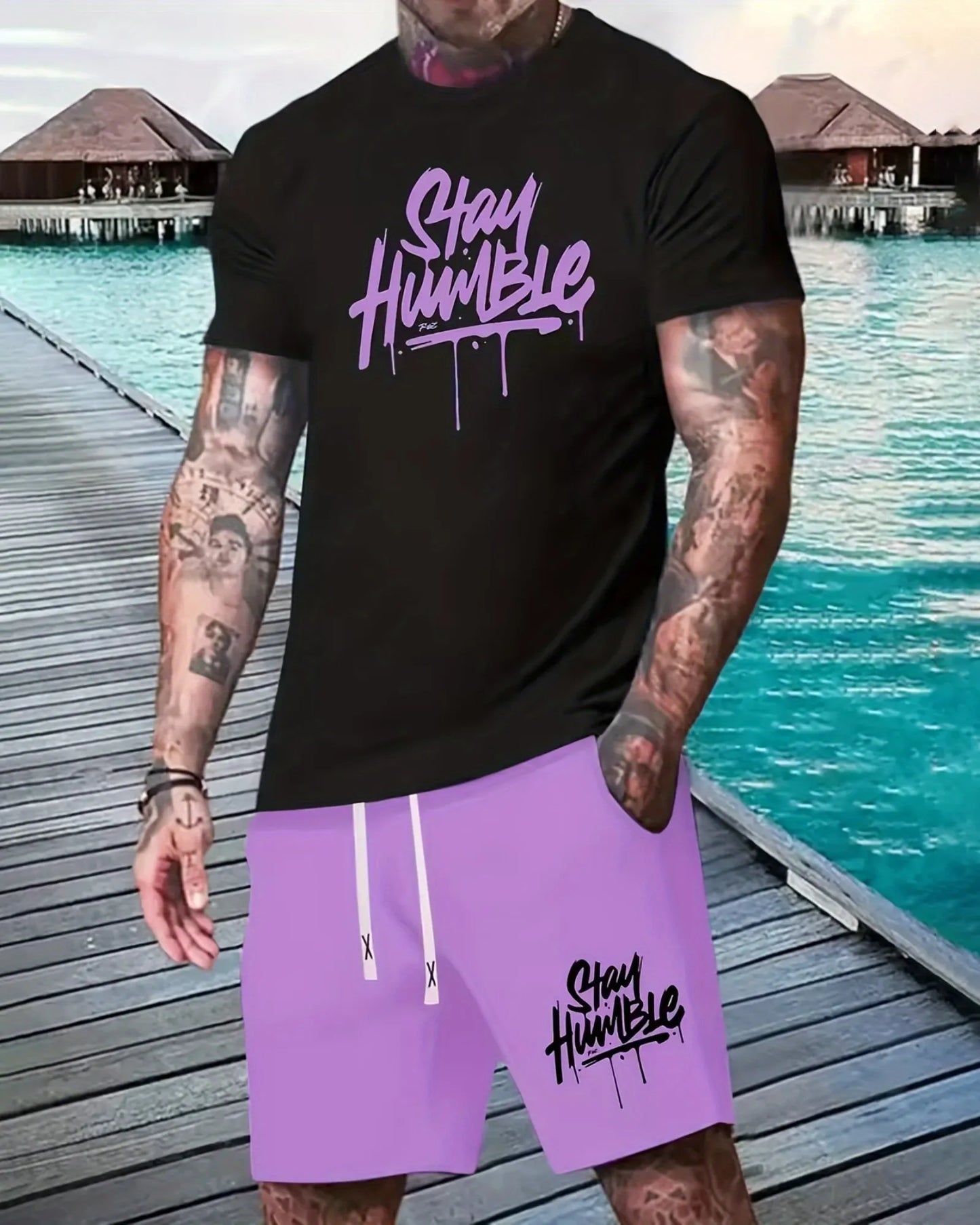 Men's Summer Vacation Round Neck Set 203